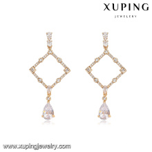 94709 Xuping elegant crystal jewelry square shape newest designs drop earrings for women in wholesale